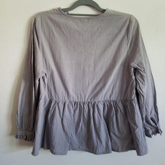 Velzera Floral Embroidered Peplum Peasant Cotton Blouse Large - Picture 9 of 11